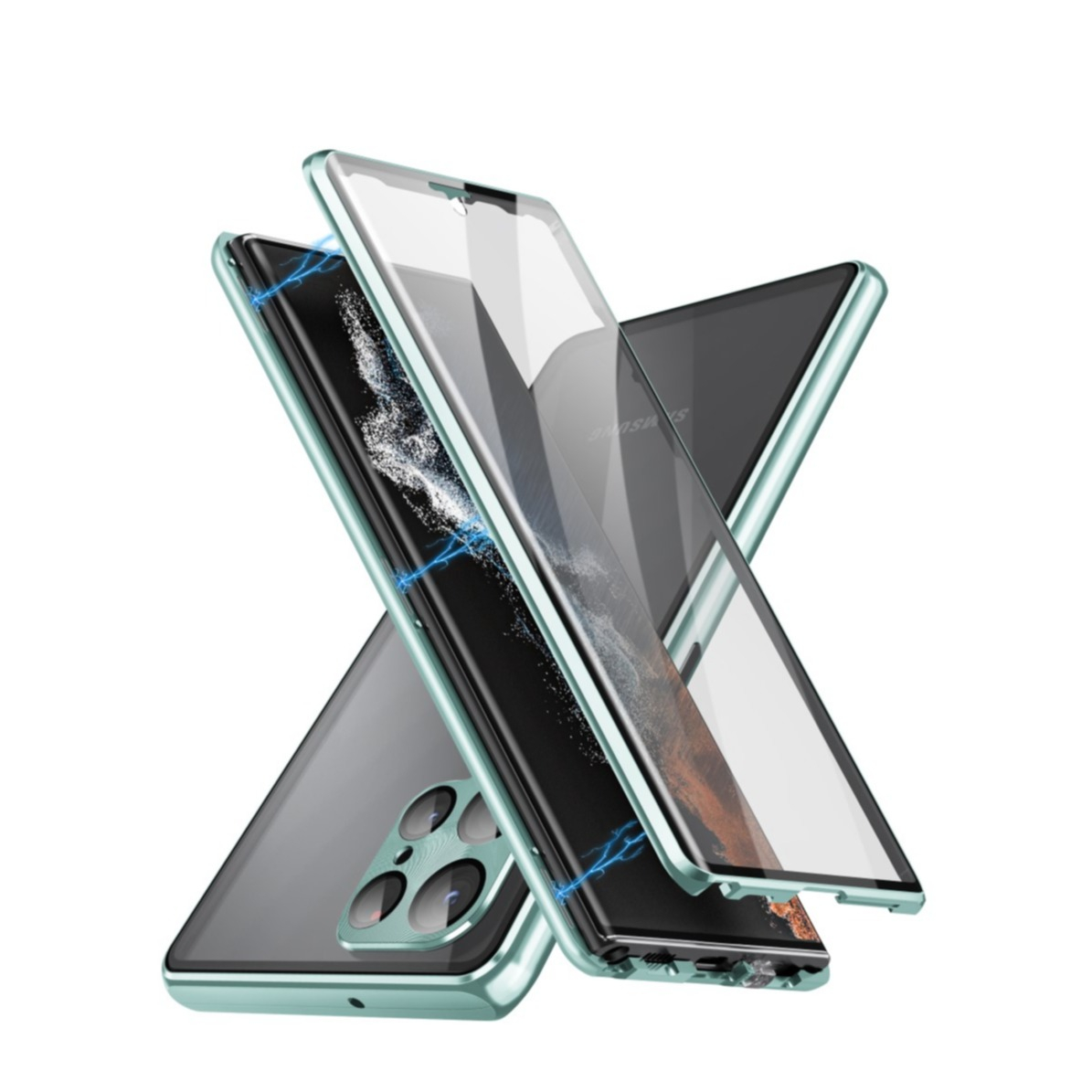 Magnetisch Für Samsung Galaxy S24 Ultra Hülle mit Panzerglas Glas, BESINPO  Militärschutz[mit Magsafe] Handyhülle S24 Ultra Stoßfest Robust Dünn