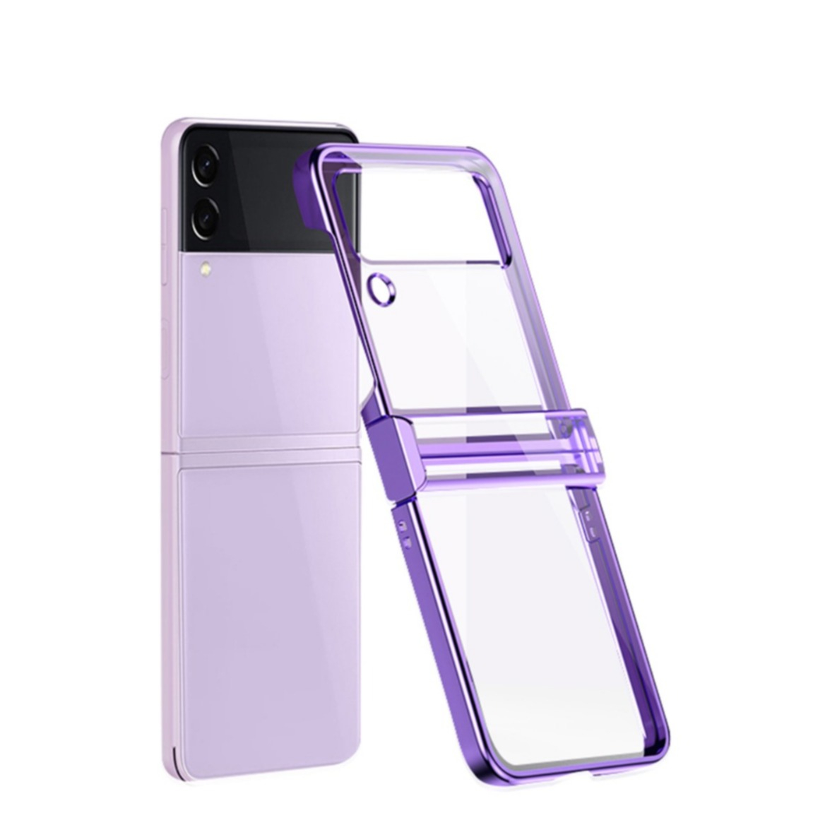 Image of Samsung Galaxy Z Flip4 5G Hardcase Hülle Galvanisierter Rahmen - Lila / Transparent bei Apfelkiste.ch