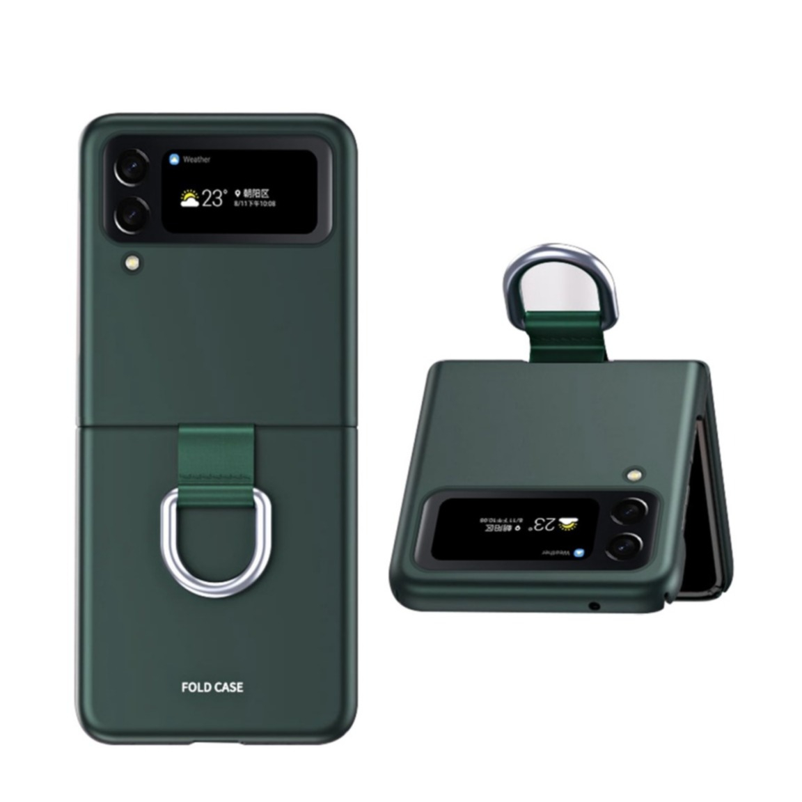 Image of Samsung Galaxy Z Flip4 5G Soft Touch Hardcase Schutzhülle mit Ring - Dunkelgrün bei Apfelkiste.ch