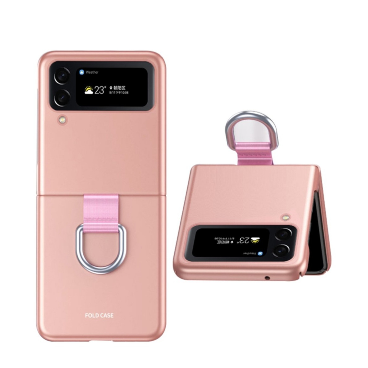 Image of Samsung Galaxy Z Flip4 5G Soft Touch Hardcase Schutzhülle mit Ring - Roségold bei Apfelkiste.ch