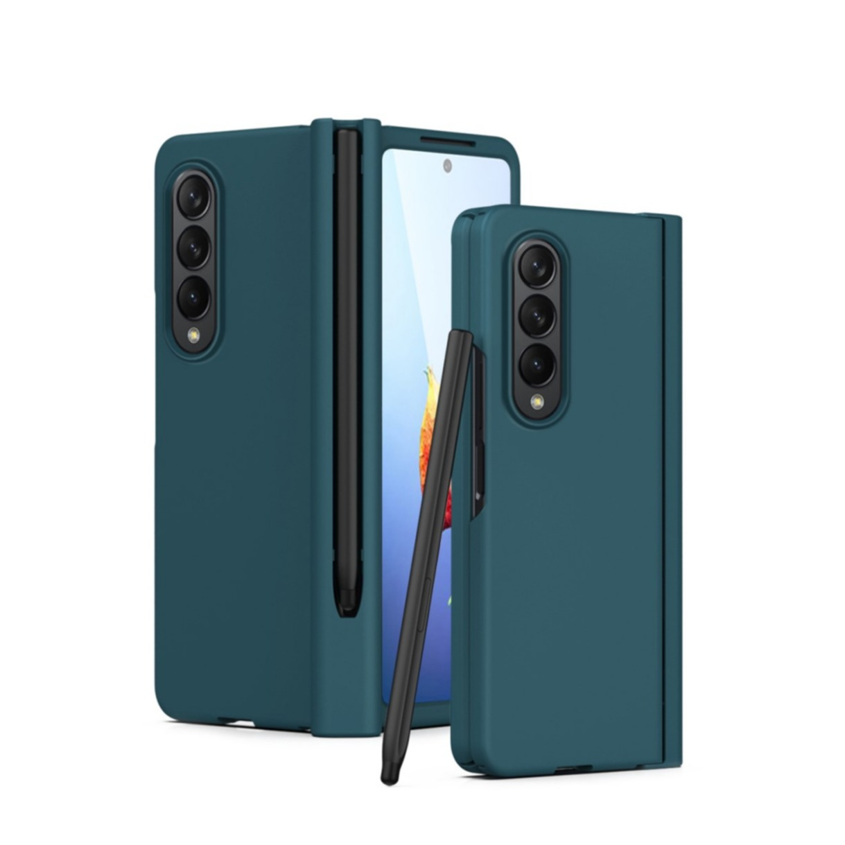Image of Samsung Galaxy Z Fold4 5G Hardcase Schutzhülle mit Touch Pen + Display Schutzglas - Grünblau bei Apfelkiste.ch