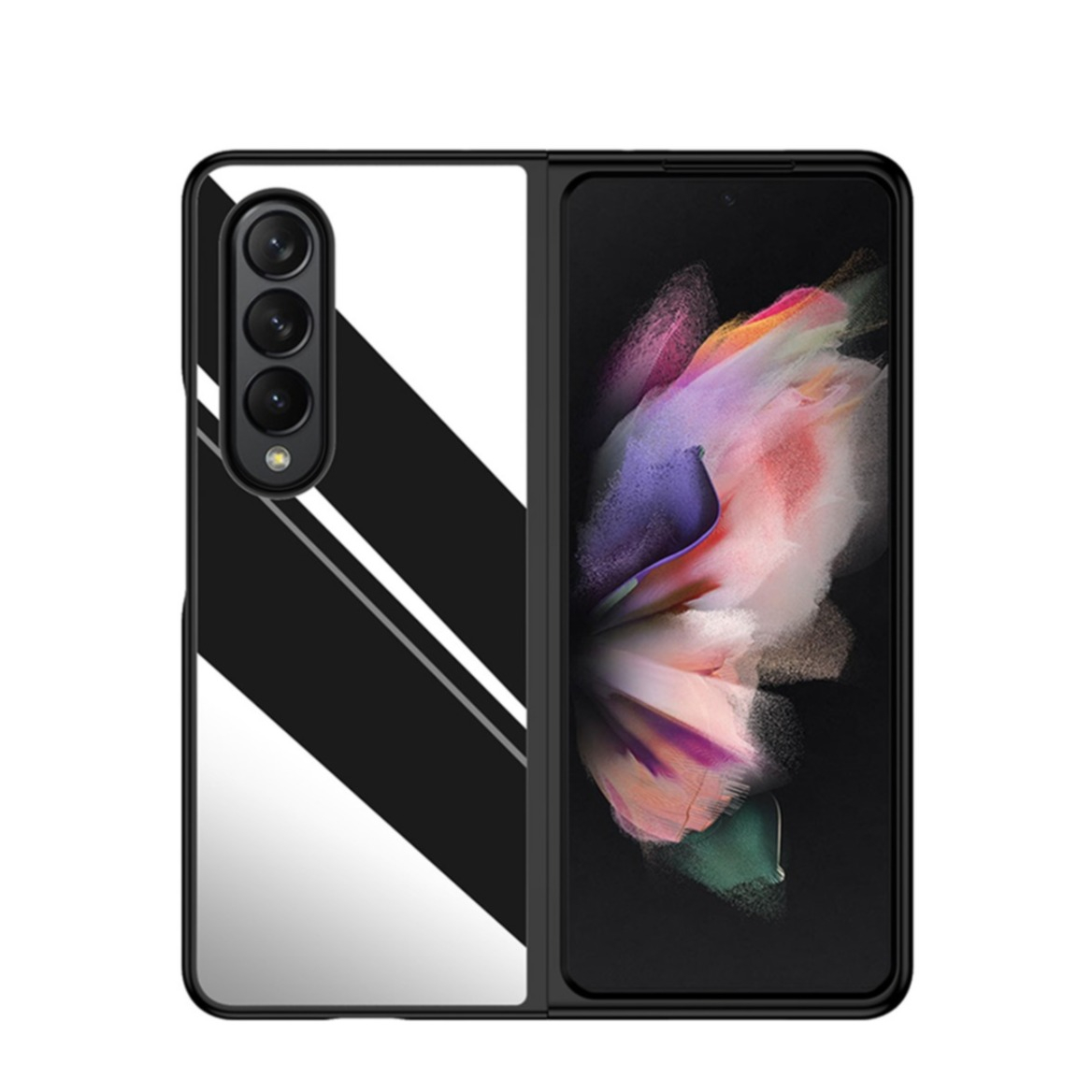 Image of Samsung Galaxy Z Fold4 5G Hybrid Hardcase Hülle mit Metall Rückseite - Schwarz (Glanz) bei Apfelkiste.ch