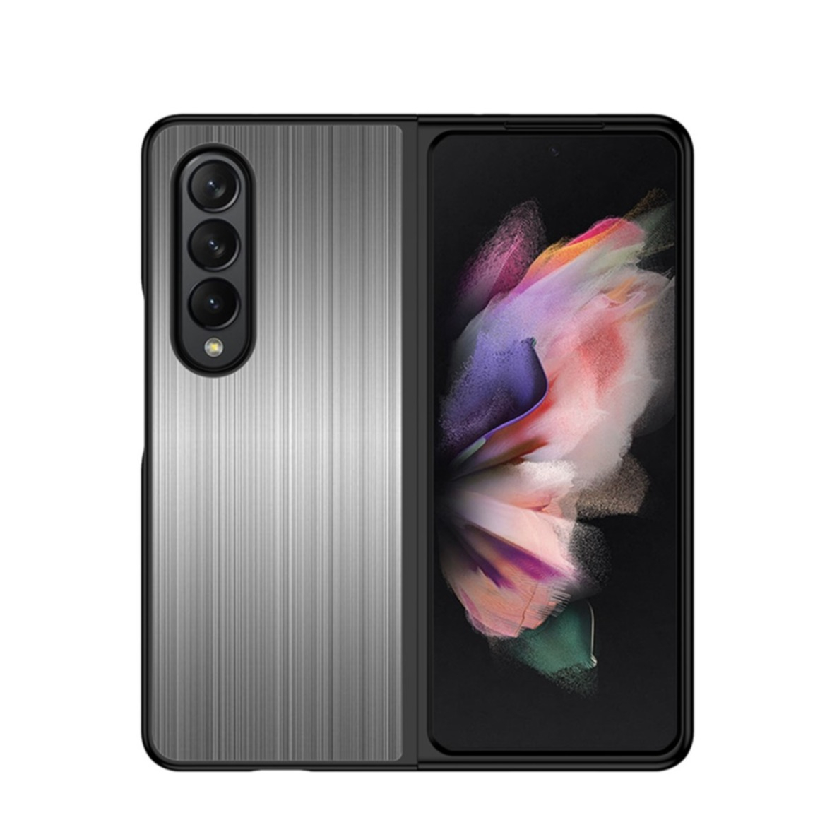 Image of Samsung Galaxy Z Fold4 5G Hybrid Hardcase Hülle mit Metall Rückseite - Schwarz / Silber bei Apfelkiste.ch