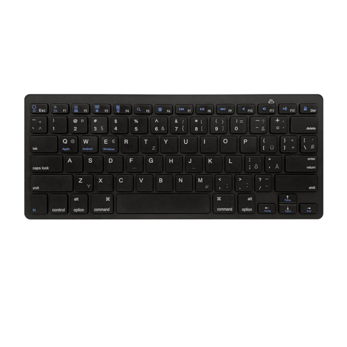 Image of Ultra Thin Bluetooth Tastatur Keyboard (QWERTZ / QWERTY) für Macbook / PC / Laptop / Tablet / Smartphone (Batteriebetrieben) - Schwarz bei Apfelkiste.ch