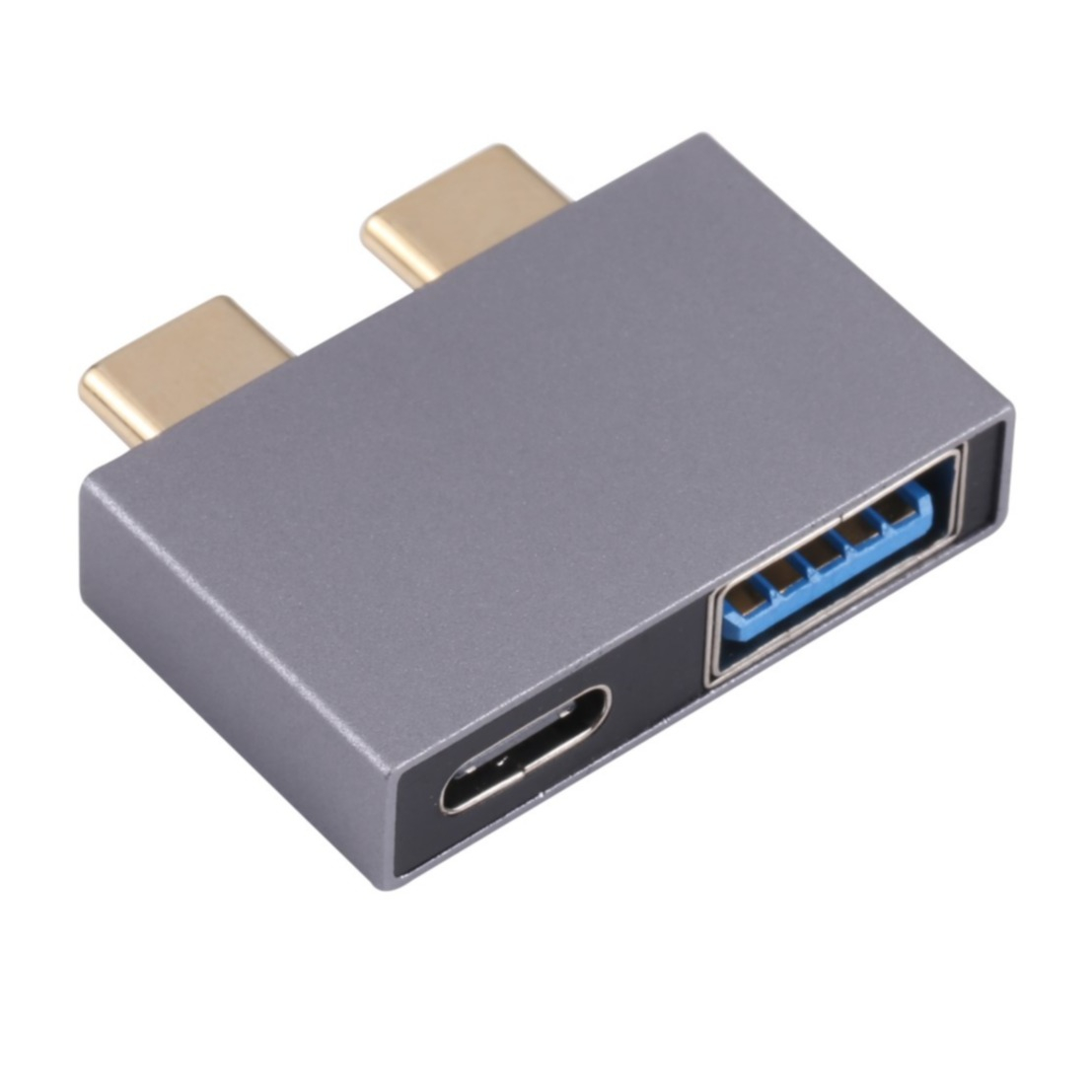 Image of Aluminium Dual USB C auf USB 3.1 / USB C Adapter für Apple Macbook Pro / Air (10GB/s) - Grau bei Apfelkiste.ch