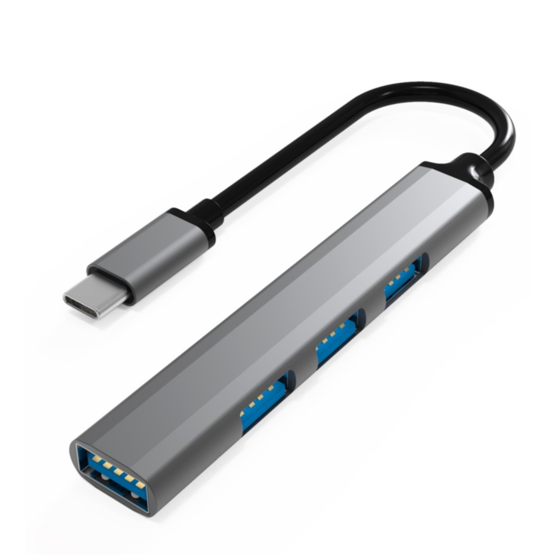 Image of USB C Multiport Adapter Slim Design mit USB 3.0 / 3 x USB 2.0 - Grau bei Apfelkiste.ch