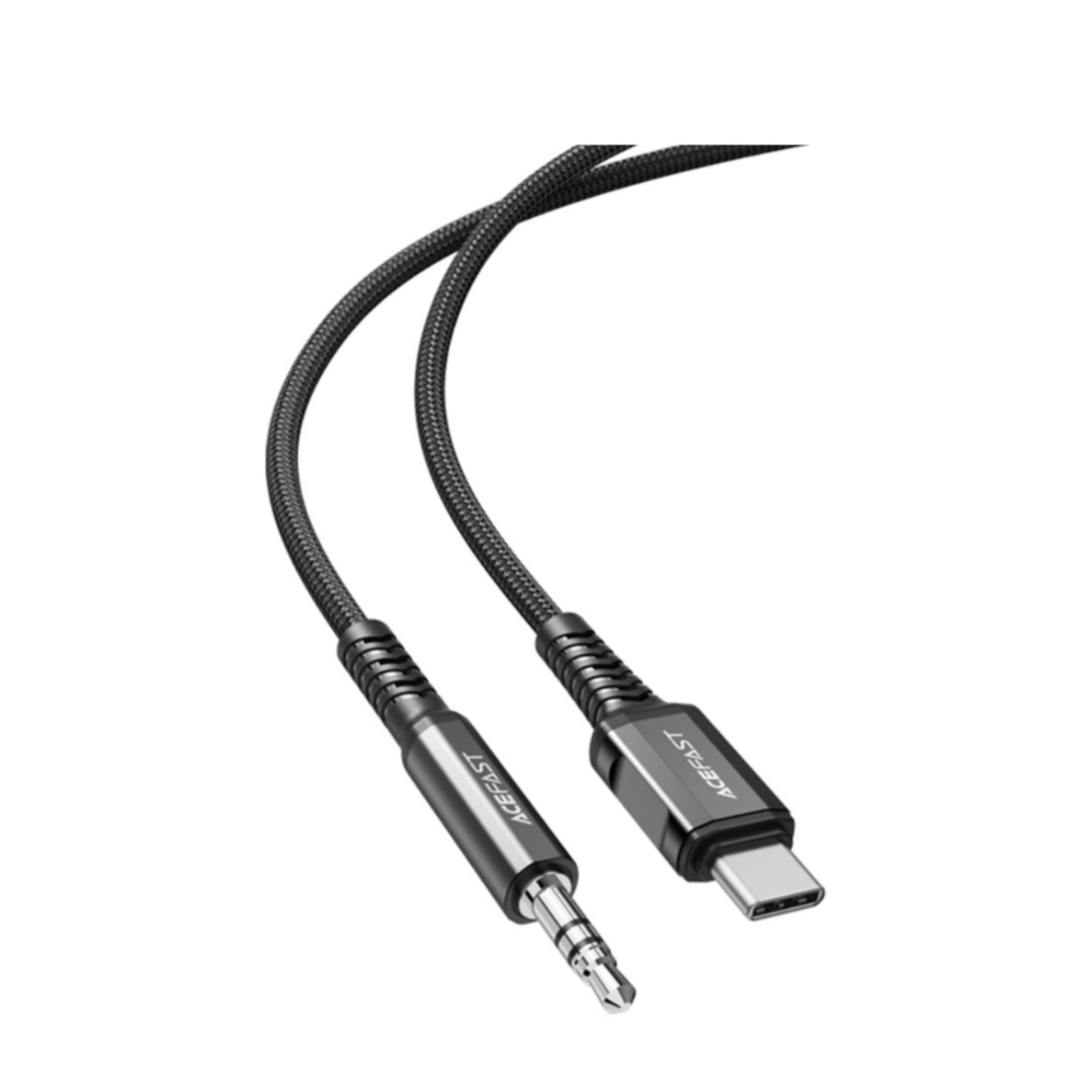 Image of (1.2m) USB C auf 3.5mm Klinke Stecker Nylon AUX Audiokabel (Männlich) - Schwarz bei Apfelkiste.ch