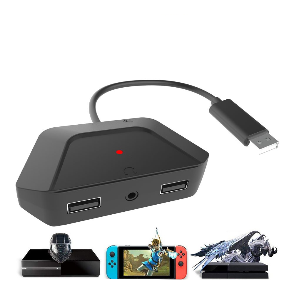 Image of (20cm) Tastatur und Maus Adapter mit 3x USB A und 3.5mm Klinke für PlayStation PS5 / PS4 / PS3 / Xbox / Nintendo Switch - Schwarz bei Apfelkiste.ch