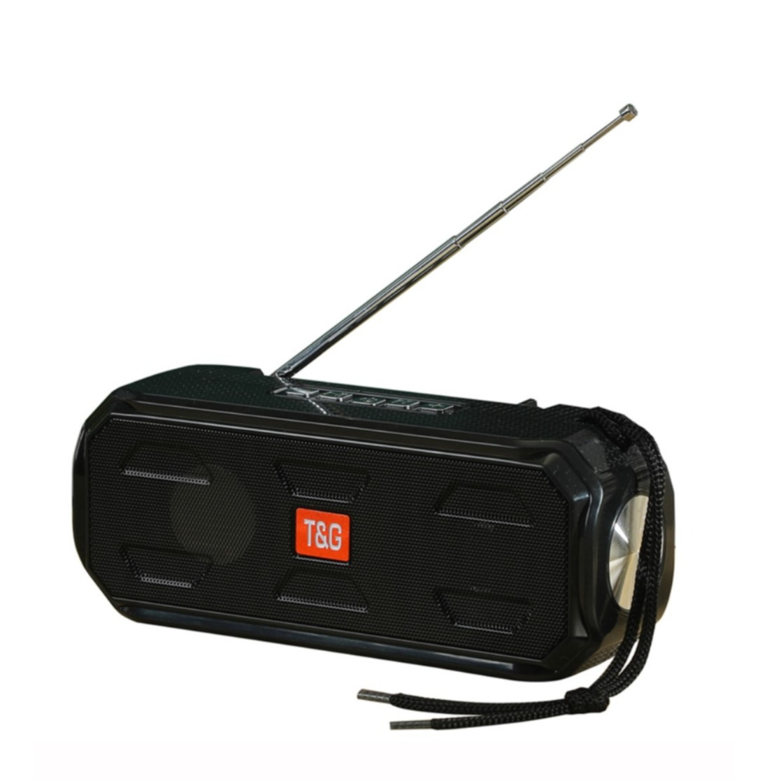 Image of 3in1 Bluetooth 5.0 Lautsprecher FM Radio Solar Power Bank 1200mAh + Taschenlampe (MicroSD Slot + Aux In) - Schwarz bei Apfelkiste.ch