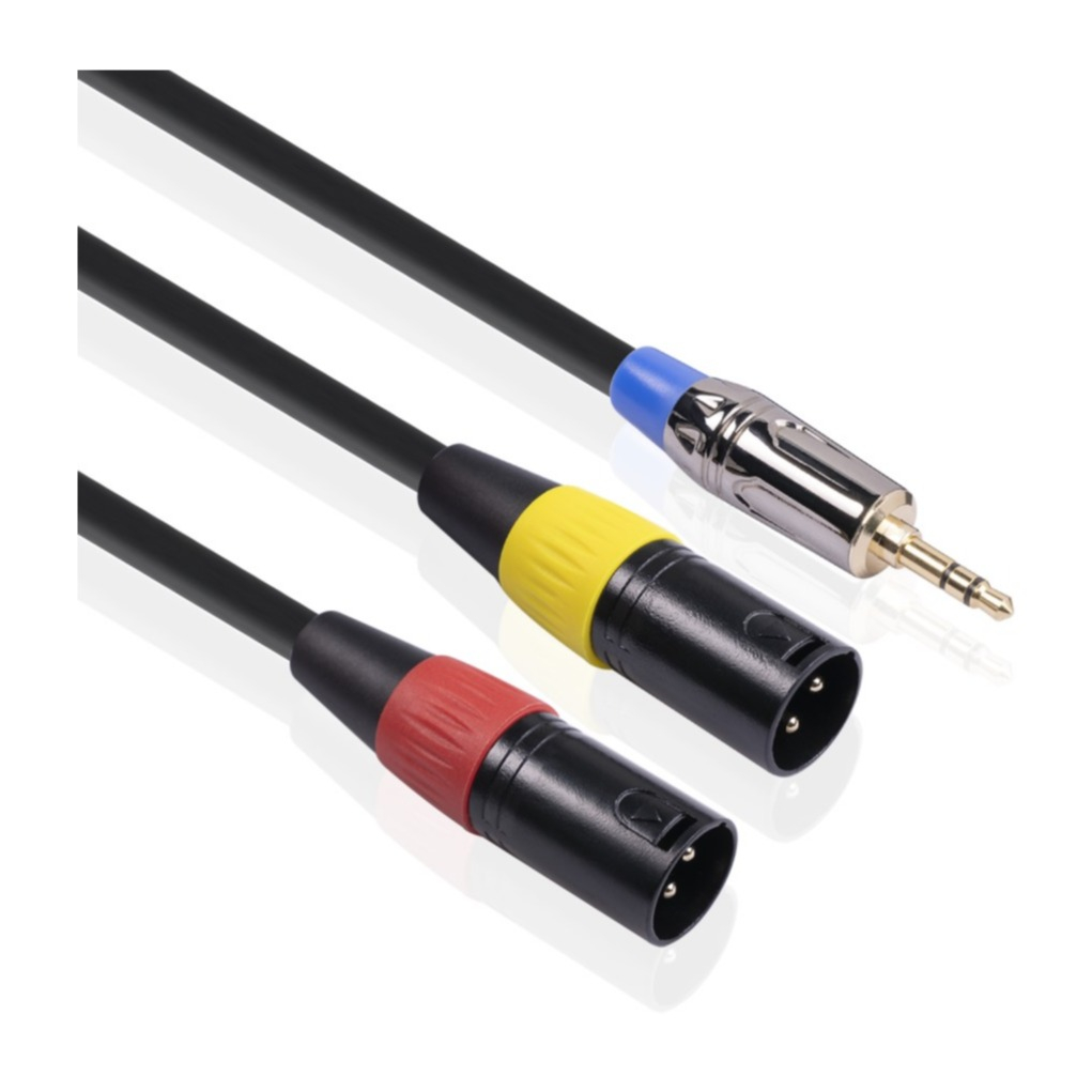 Image of (3m) 3.5mm Klinke auf Dual XLR Mikrofon / Verstärker Adapter Kabel - Schwarz bei Apfelkiste.ch