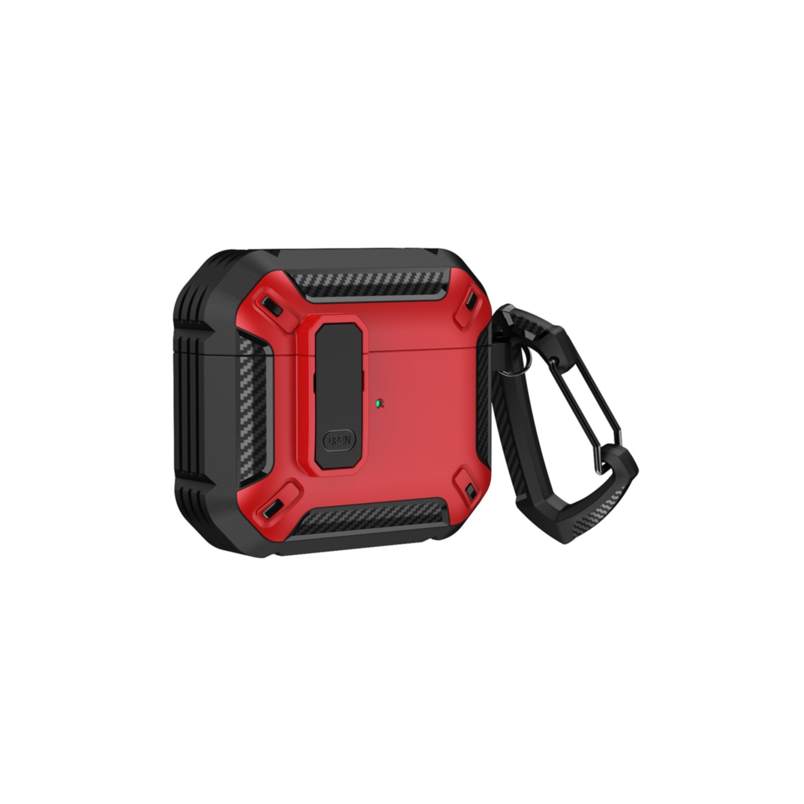 Image of AirPods (3. Generation) Hybrid Hardcase Schutzhülle mit Karabinerhaken - Rot / Schwarz bei Apfelkiste.ch