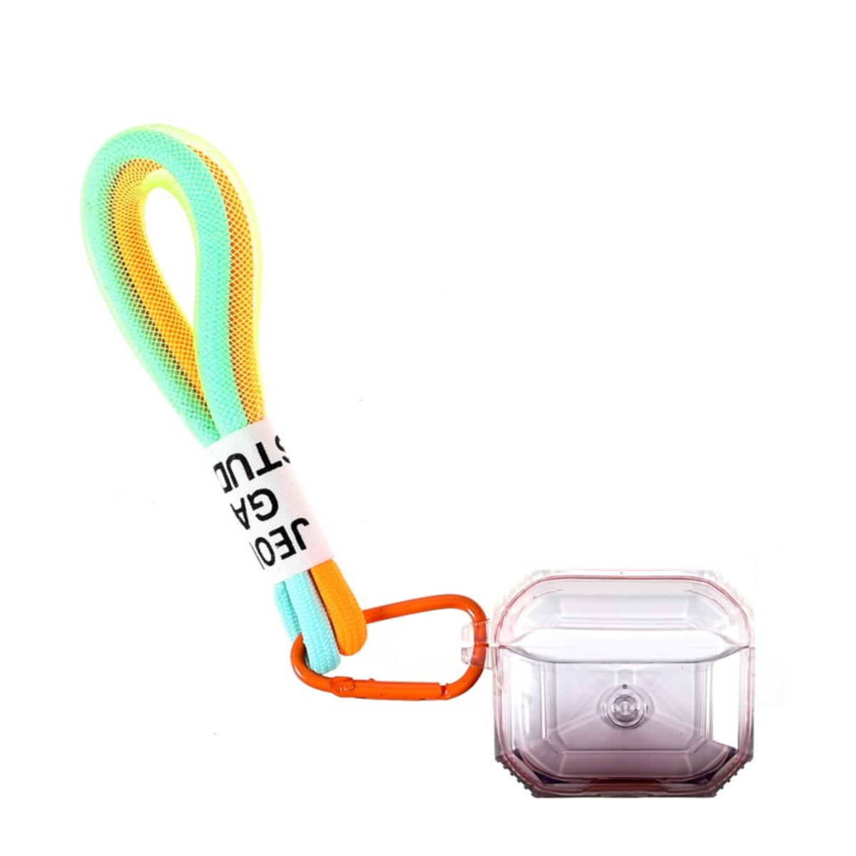 Image of AirPods (3. Generation) Gummi Schutzhülle Air Cushion Fallschutz mit Farbverlauf + Trageschlaufe - Transparent / Rot bei Apfelkiste.ch