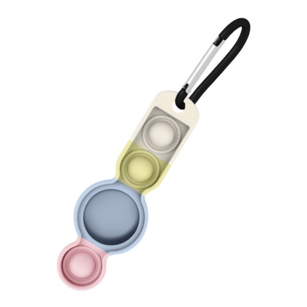Image of Apple AirTag Anhänger Silikon Bubbles Hülle Schlüsselanhänger + Anti Stress Pop It Fidget - Hellblau / Gelb bei Apfelkiste.ch