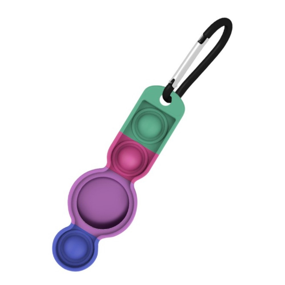 Image of Apple AirTag Anhänger Silikon Bubbles Hülle Schlüsselanhänger + Anti Stress Pop It Fidget - Lila / Blau bei Apfelkiste.ch