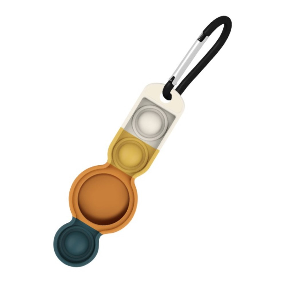 Image of Apple AirTag Anhänger Silikon Bubbles Hülle Schlüsselanhänger + Anti Stress Pop It Fidget - Orange / Gelb bei Apfelkiste.ch