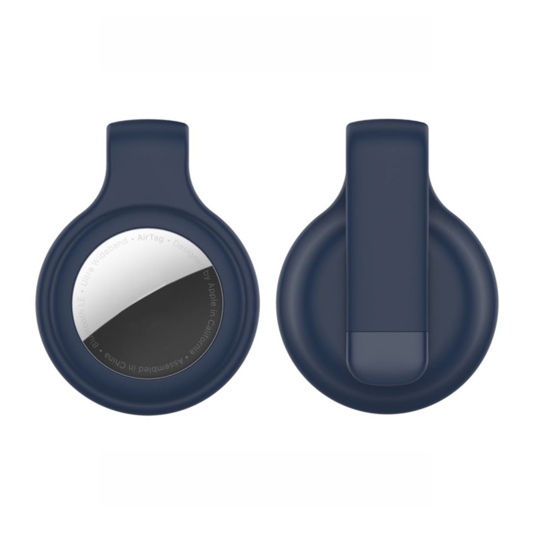 Image of Apple AirTag Anhänger Silikon Case Hülle mit Gürtelclip - Dunkelblau bei Apfelkiste.ch