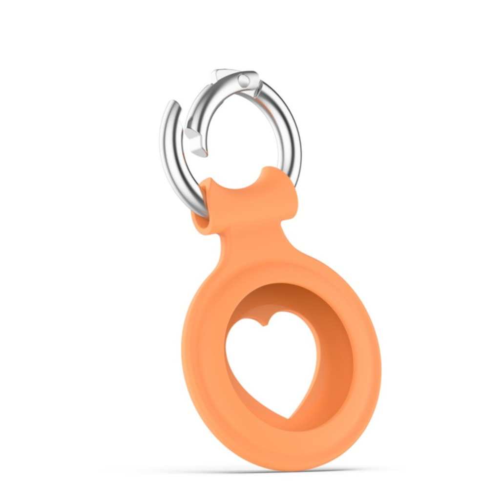 Image of Apple AirTag Anhänger Silikon Case Hülle Herzausschnitt Schlüsselanhänger mit Schlüsselring - Orange bei Apfelkiste.ch
