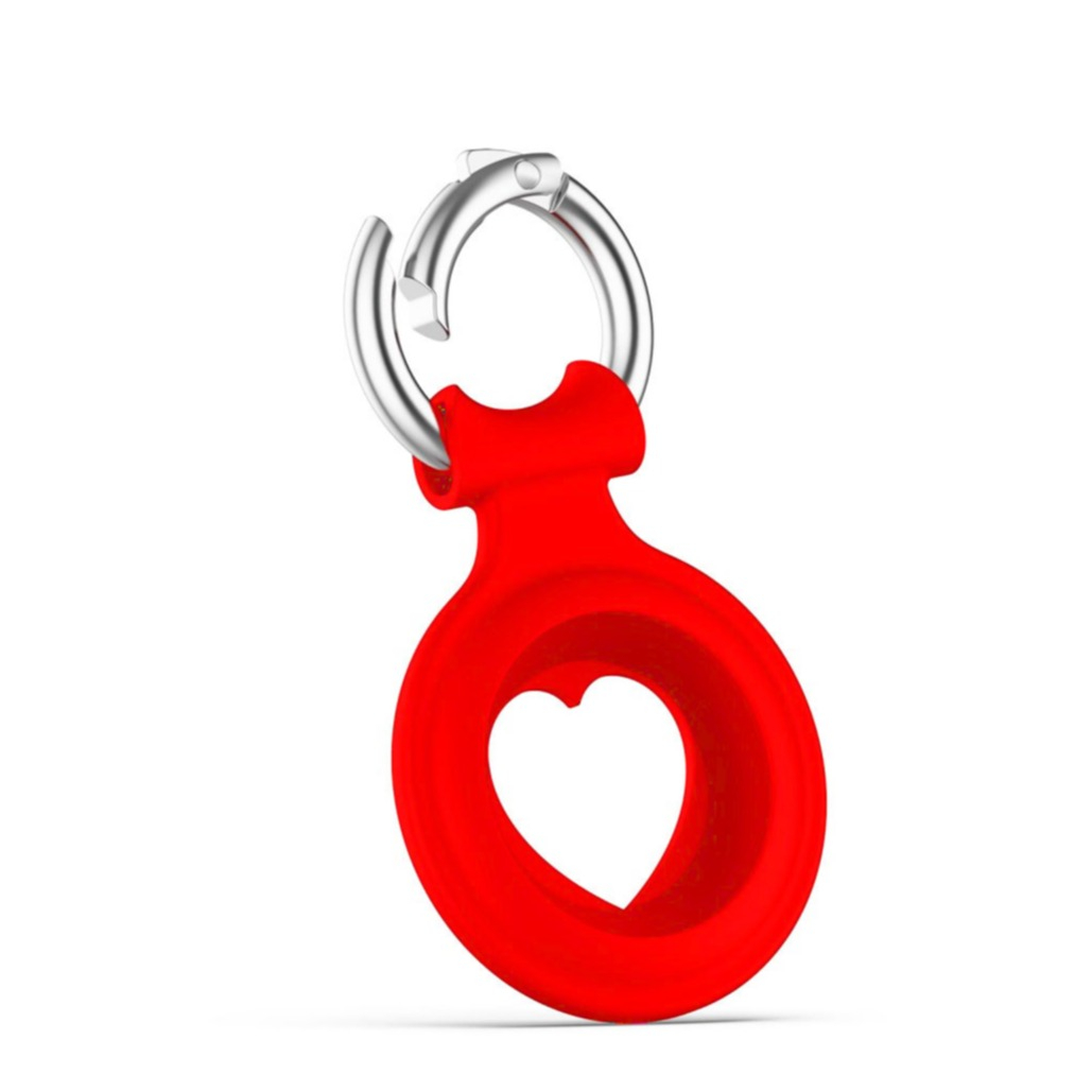 Image of Apple AirTag Anhänger Silikon Case Hülle Herzausschnitt Schlüsselanhänger mit Schlüsselring - Rot bei Apfelkiste.ch