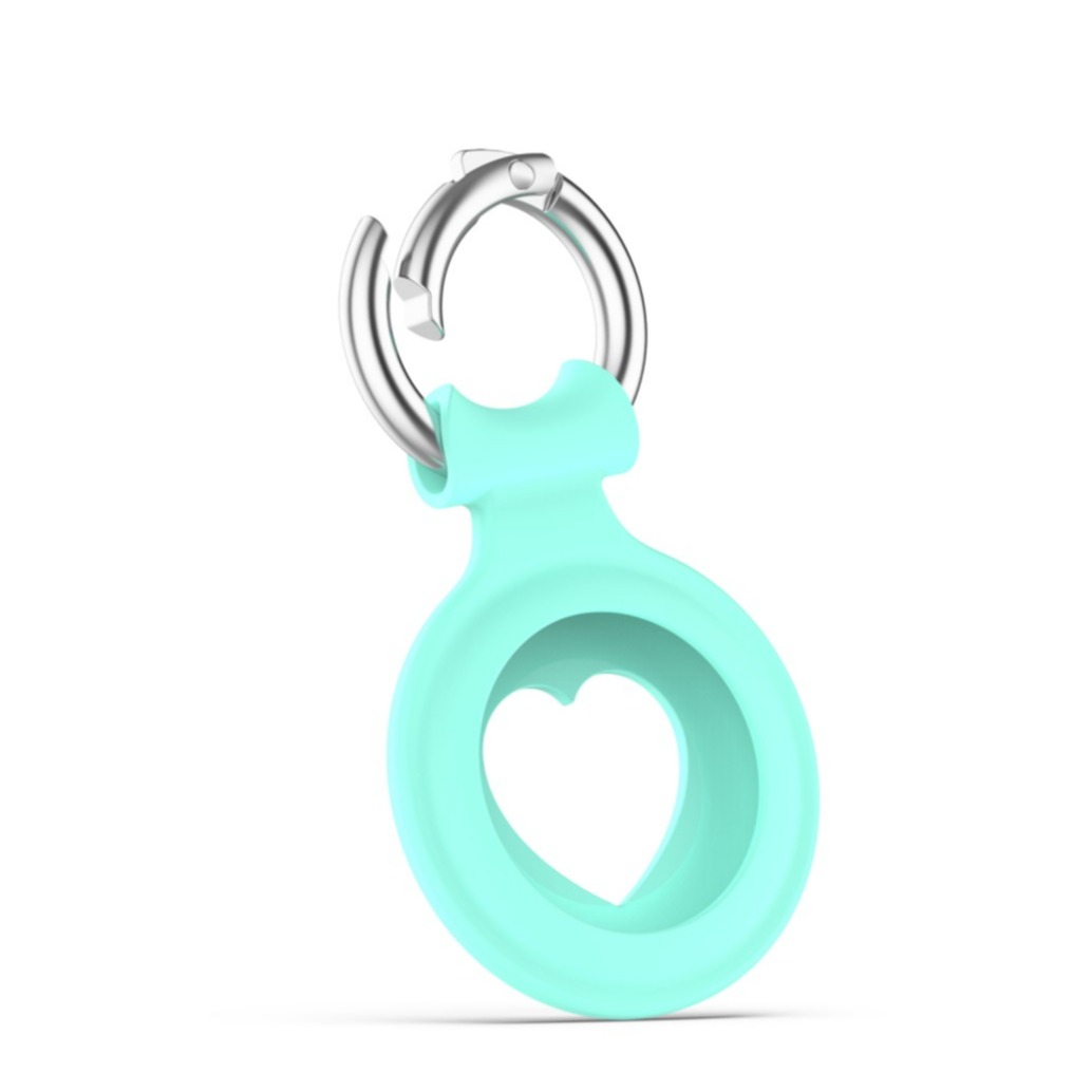 Image of Apple AirTag Anhänger Silikon Case Hülle Herzausschnitt Schlüsselanhänger mit Schlüsselring - Türkis bei Apfelkiste.ch