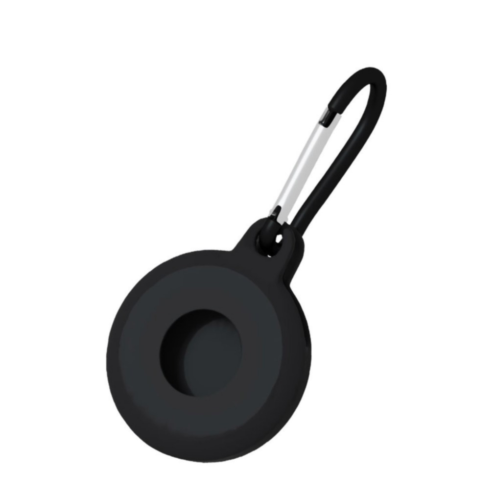 Image of Apple AirTag Anhänger Silikon Case Hülle Schlüsselanhänger mit Karabinerhaken - Schwarz bei Apfelkiste.ch