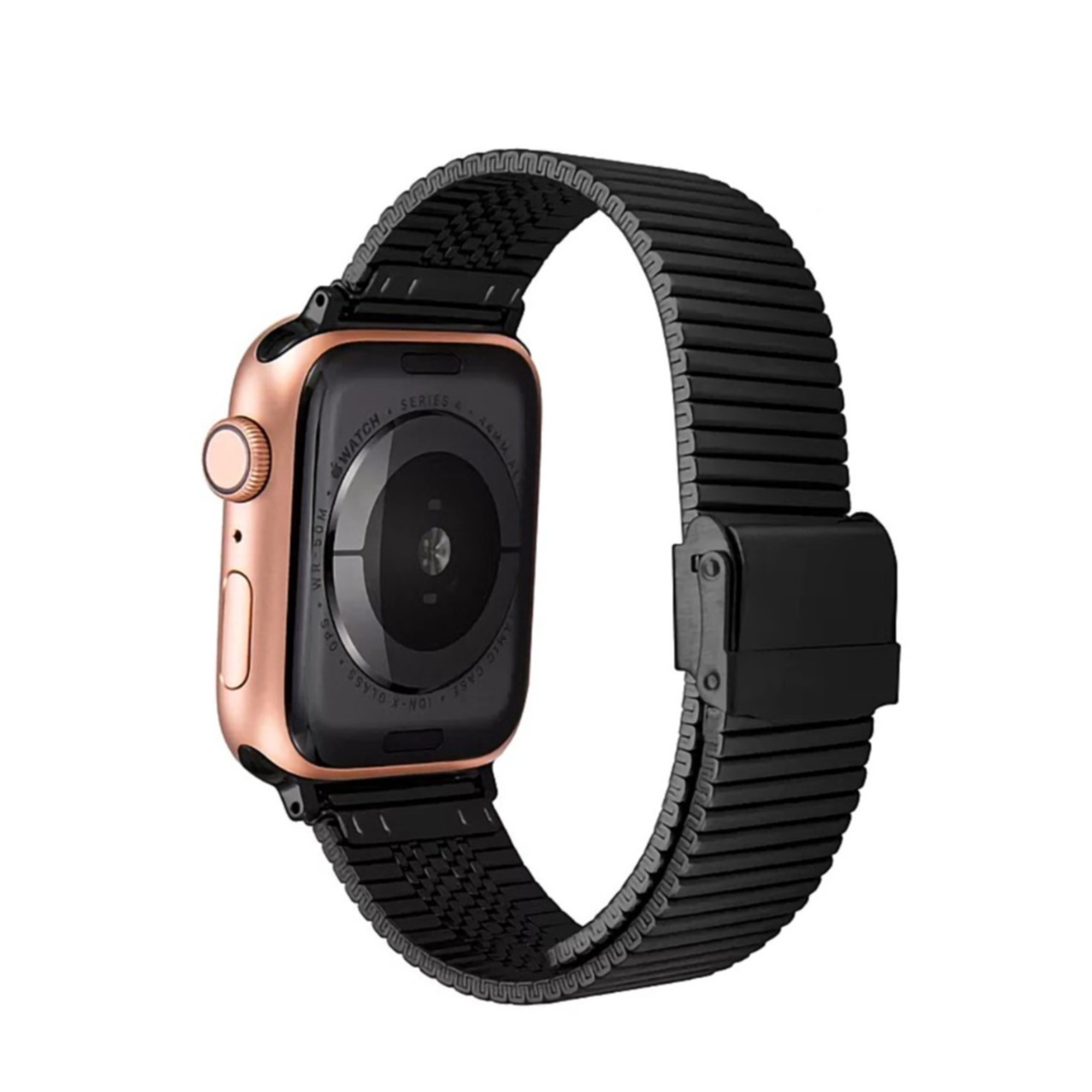 Image of (Gr. M) Apple Watch (41/40/38 mm) Edelstahl Armband mit Klippverschluss (Gelenkumfang 160-200mm) - Schwarz bei Apfelkiste.ch