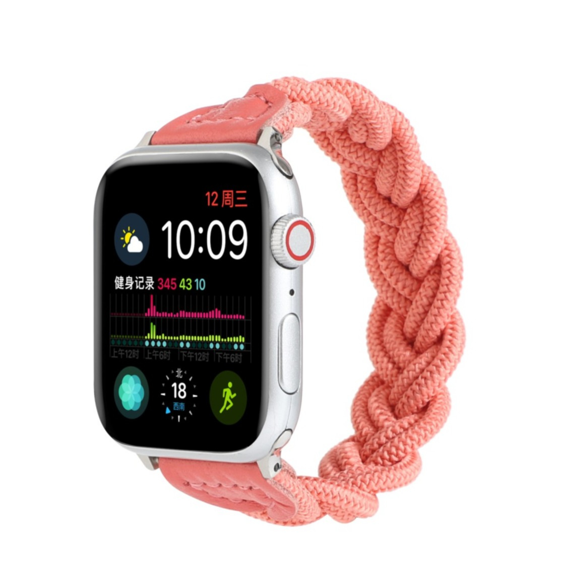 Image of (Gr. L) Apple Watch (41/40/38 mm) Elastisches Geflochtenes Nylon Gummi Armband Armreif (Gelenkumfang 170 - 200mm) - Coral bei Apfelkiste.ch