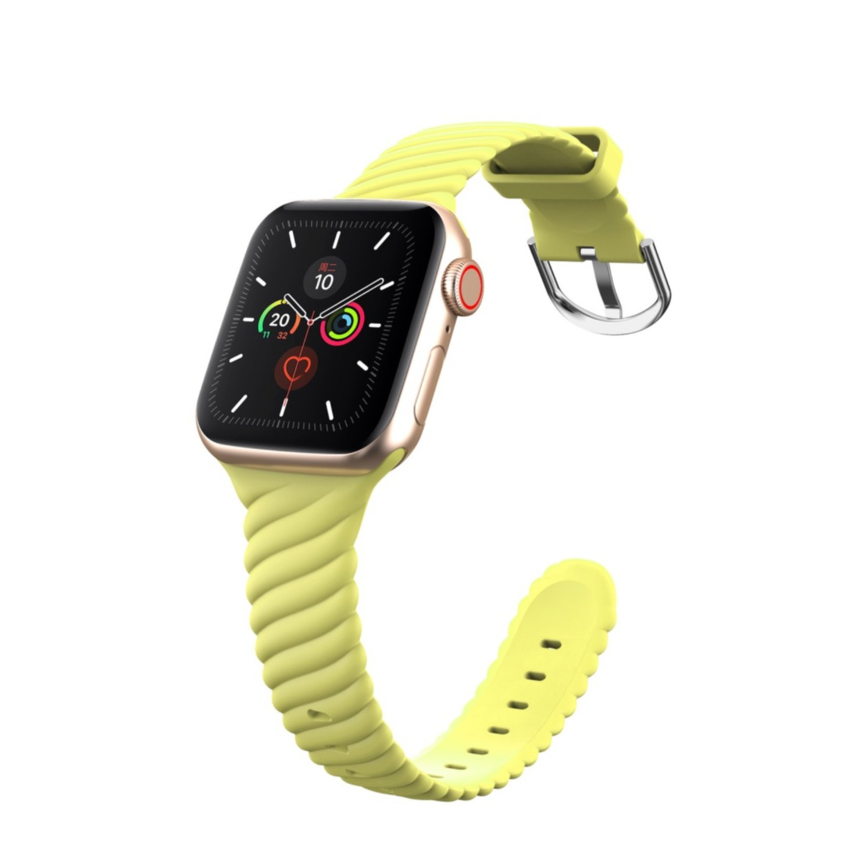 Image of (Gr. S) Apple Watch (41/40/38 mm) Silikon Armband (Gelenkumfang: 152-223mm) - Gelb bei Apfelkiste.ch