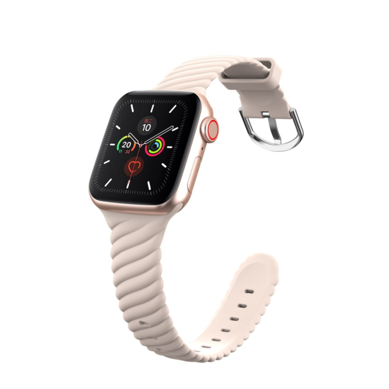 Image of (Gr. S) Apple Watch (41/40/38 mm) Silikon Armband (Gelenkumfang: 152-223mm) - Hellrosa bei Apfelkiste.ch