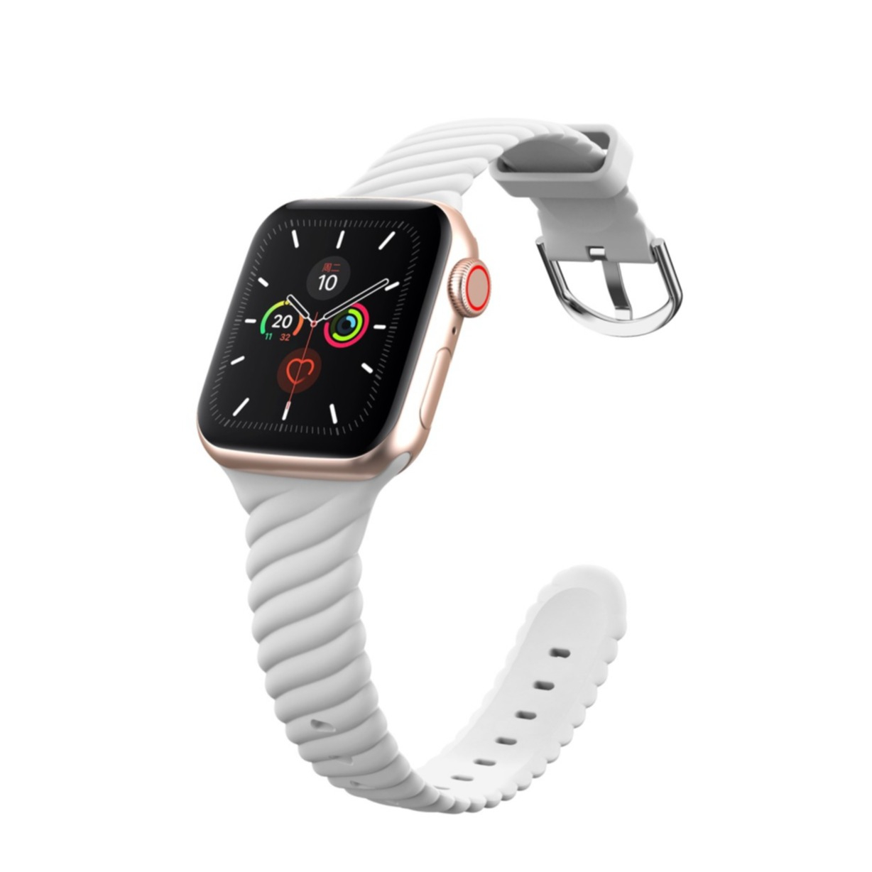 Image of (Gr. S) Apple Watch (41/40/38 mm) Silikon Armband (Gelenkumfang: 152-223mm) - Weiss bei Apfelkiste.ch