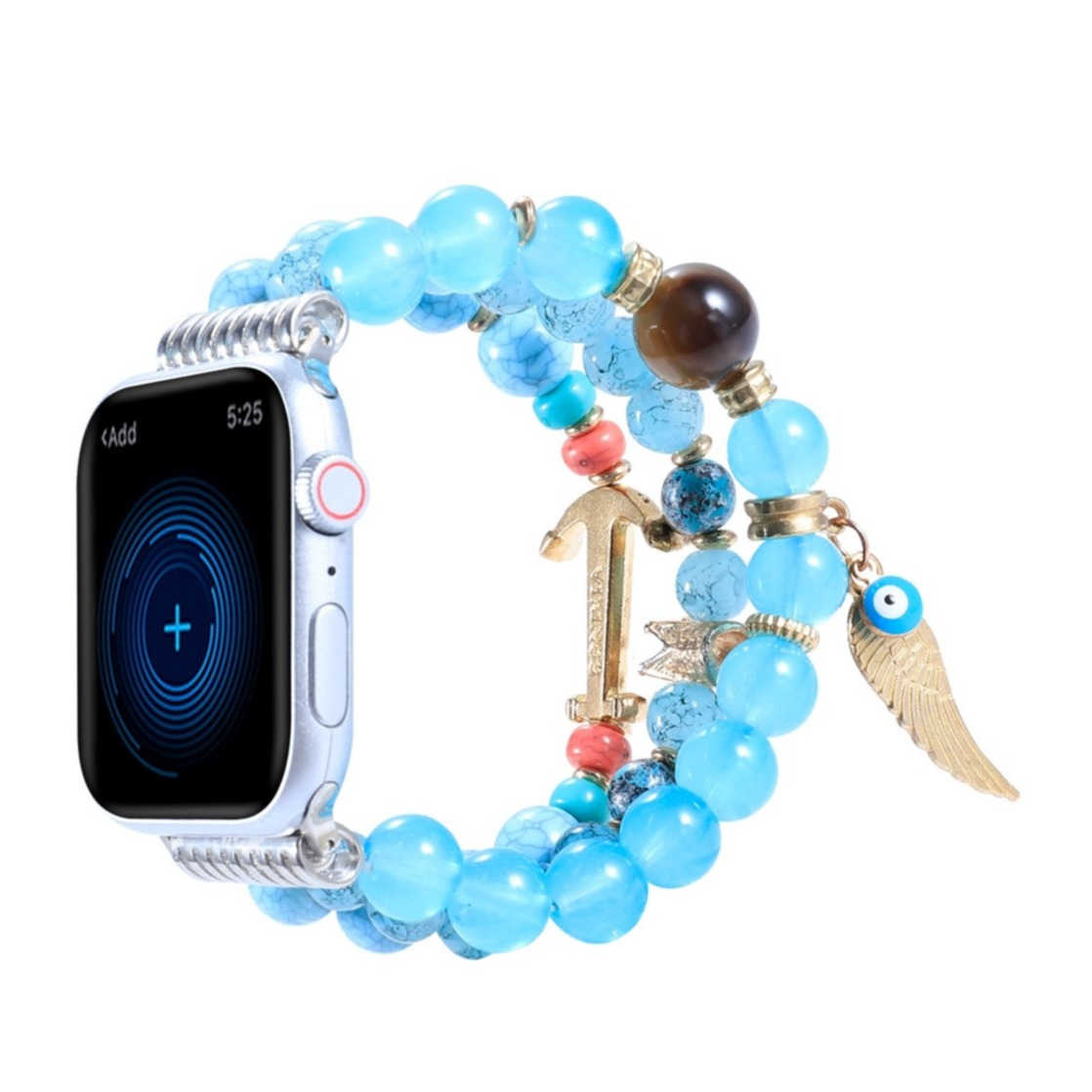 Image of Apple Watch (41/40/38 mm) Elastisches Perlen Ersatz Armband (Gelenkumfang: 185-220mm) - Blau bei Apfelkiste.ch