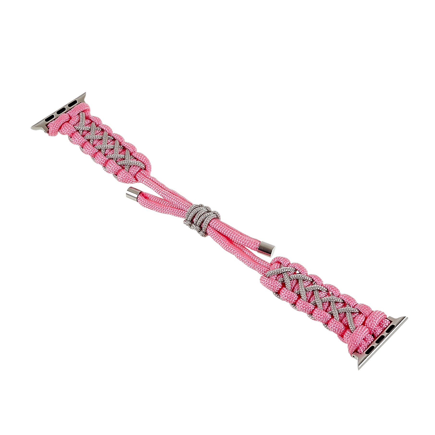 Image of Apple Watch (41/40/38 mm) Geflochtenes Nylon Armband (Gelenkumfang: 180-230mm) - Pink / Grau bei Apfelkiste.ch