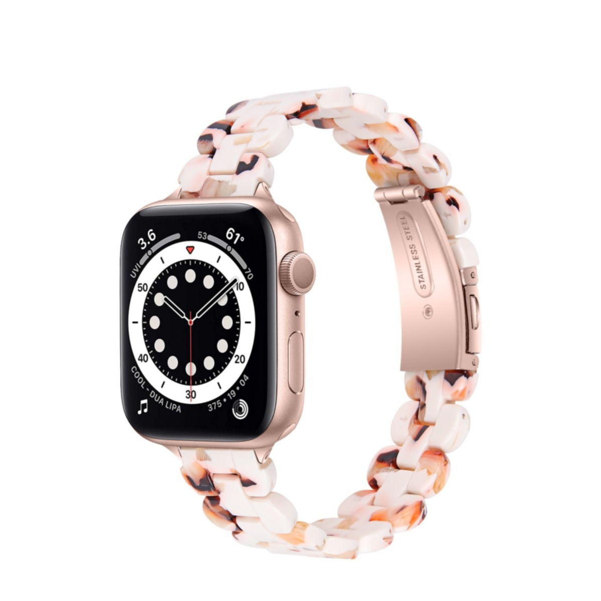Image of Apple Watch (41/40/38 mm) Resin Armband mit Faltschliesse (Gelenkumfang: 170-210mm) - Beige / Braun bei Apfelkiste.ch