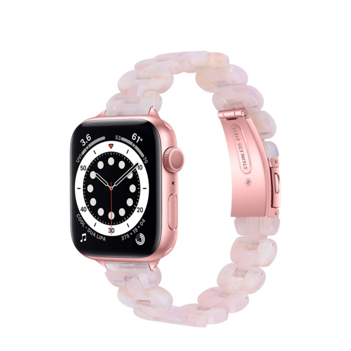 Image of Apple Watch (41/40/38 mm) Resin Armband mit Faltschliesse (Gelenkumfang: 170-210mm) - Rosa bei Apfelkiste.ch