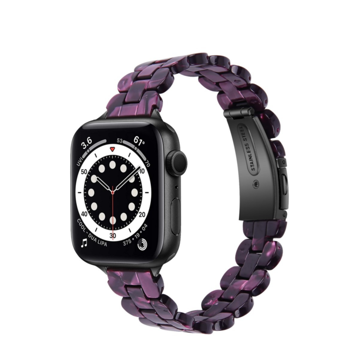 Image of Apple Watch (41/40/38 mm) Resin Armband mit Faltschliesse (Gelenkumfang: 170-210mm) - Violett bei Apfelkiste.ch