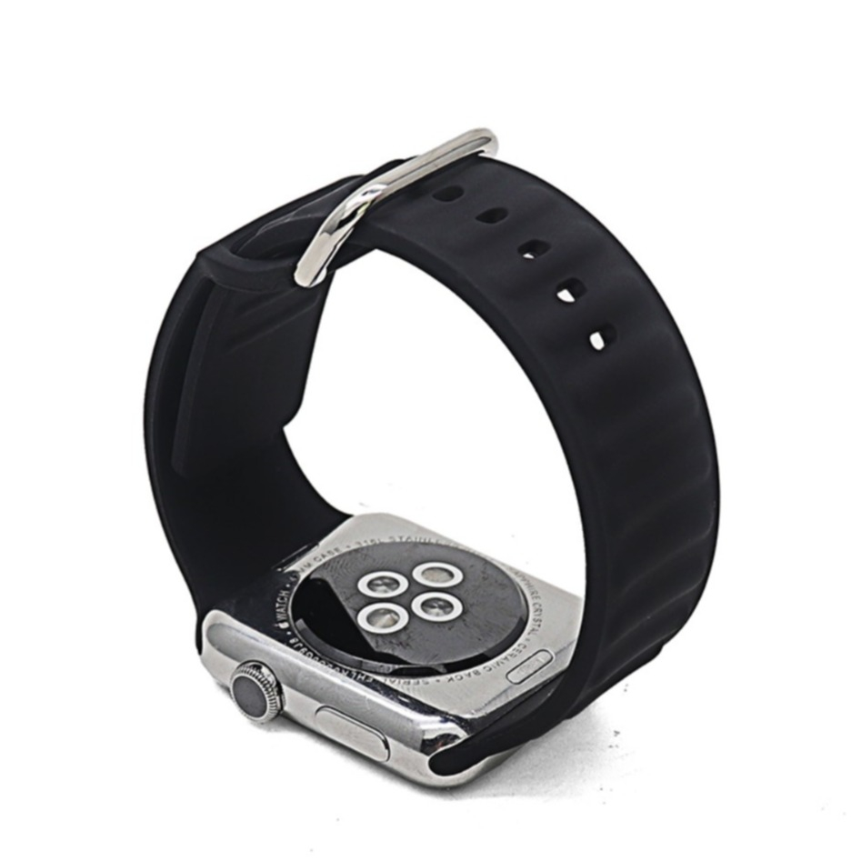 Image of (Gr. XXL) Apple Watch (45/44/42 mm) Silikon Soft Touch Armband (Gelenkumfang 190 - 230 mm) - Schwarz bei Apfelkiste.ch