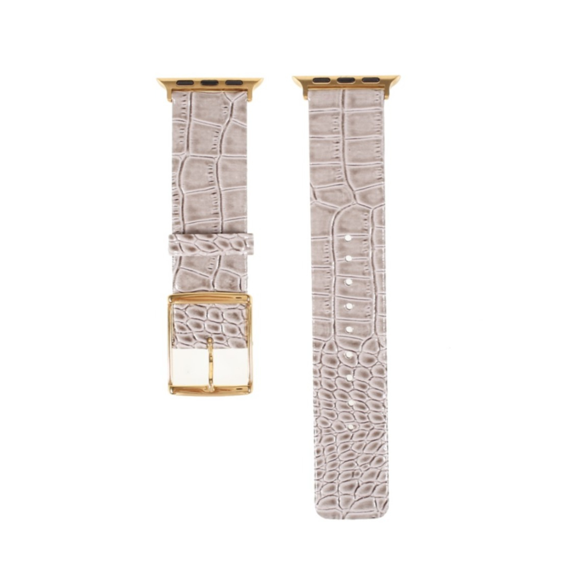 Image of Apple Watch (45/44/42 mm) Ersatz Echtleder Armband im Kroko Look (Gelenkumfang: 180-230mm) - Grau bei Apfelkiste.ch