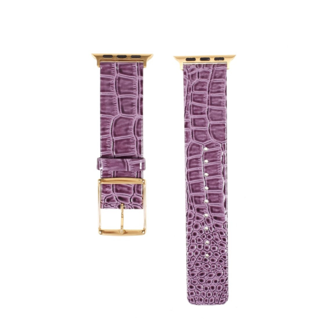 Image of Apple Watch (45/44/42 mm) Ersatz Echtleder Armband im Kroko Look (Gelenkumfang: 180-230mm) - Violett bei Apfelkiste.ch