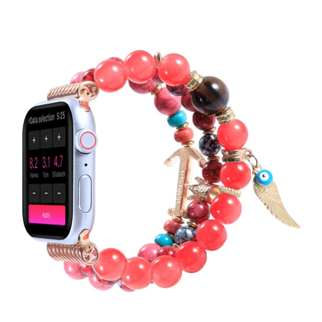 Image of Apple Watch (45/44/42 mm) Elastisches Perlen Ersatz Armband (Gelenkumfang: 190-230mm) - Rot bei Apfelkiste.ch