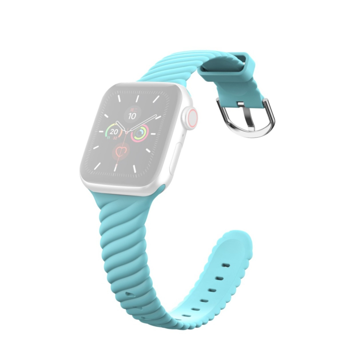 Image of (Gr. S) Apple Watch (45/44/42 mm) Silikon Armband (Gelenkumfang: 157-233mm) - Hellblau bei Apfelkiste.ch
