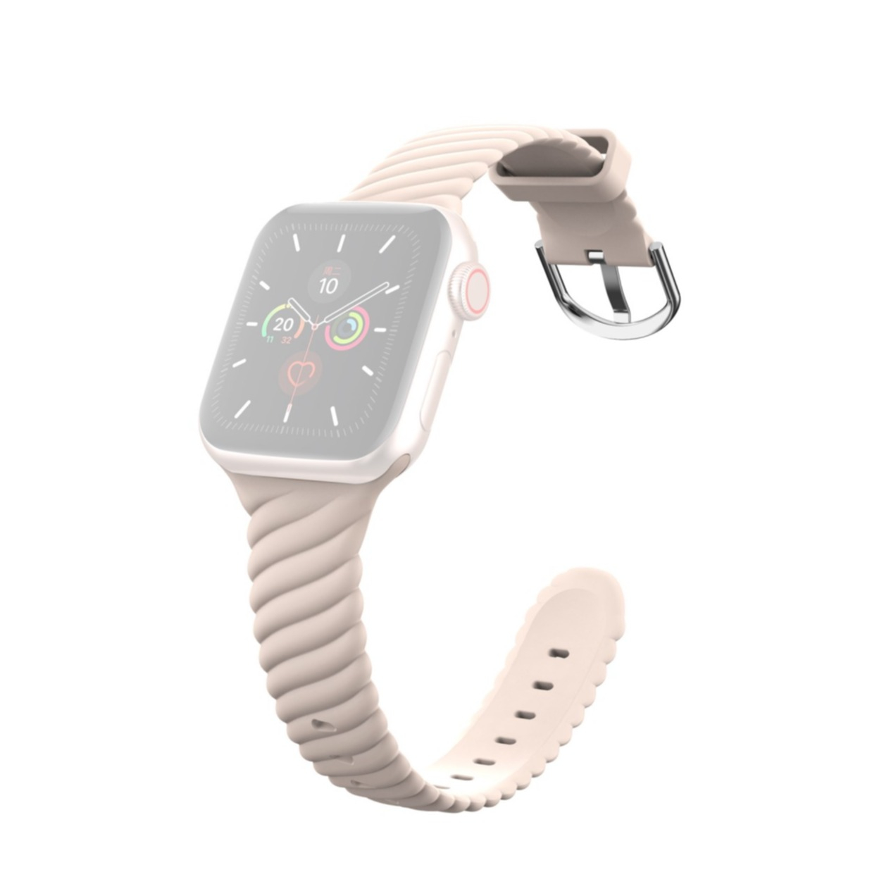 Image of (Gr. S) Apple Watch (45/44/42 mm) Silikon Armband (Gelenkumfang: 157-233mm) - Hellrosa bei Apfelkiste.ch