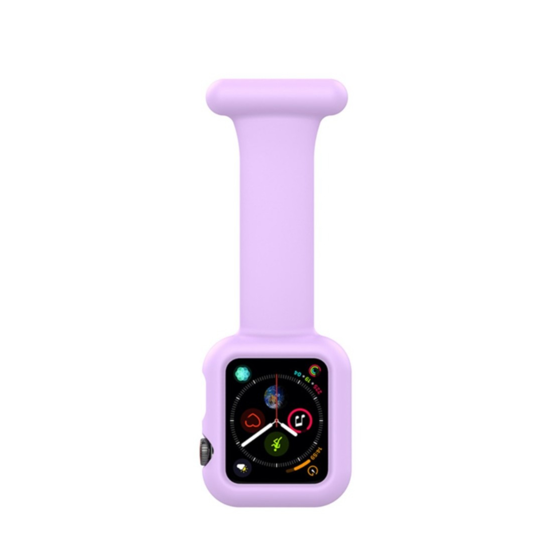 Image of Apple Watch (45/44/42 mm) Silikon Uhren Schutzhülle Ansteck Halterung mit Sicherheitsnadel - Lila bei Apfelkiste.ch