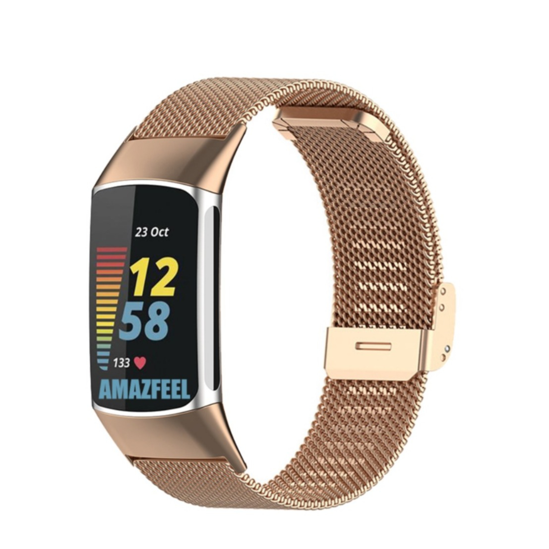 Image of Fitbit Charge 5 Edelstahl Armband Milanaise mit Klippverschluss (Gelenkumfang: 150-180mm) - Roségold bei Apfelkiste.ch