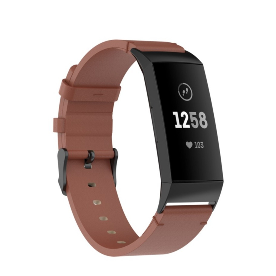 Image of (Gr. XL) Fitbit Charge 4 / 3 Echtleder Armband mit Dornschliesse (Gelenkumfang 180-236 mm) - Braun bei Apfelkiste.ch