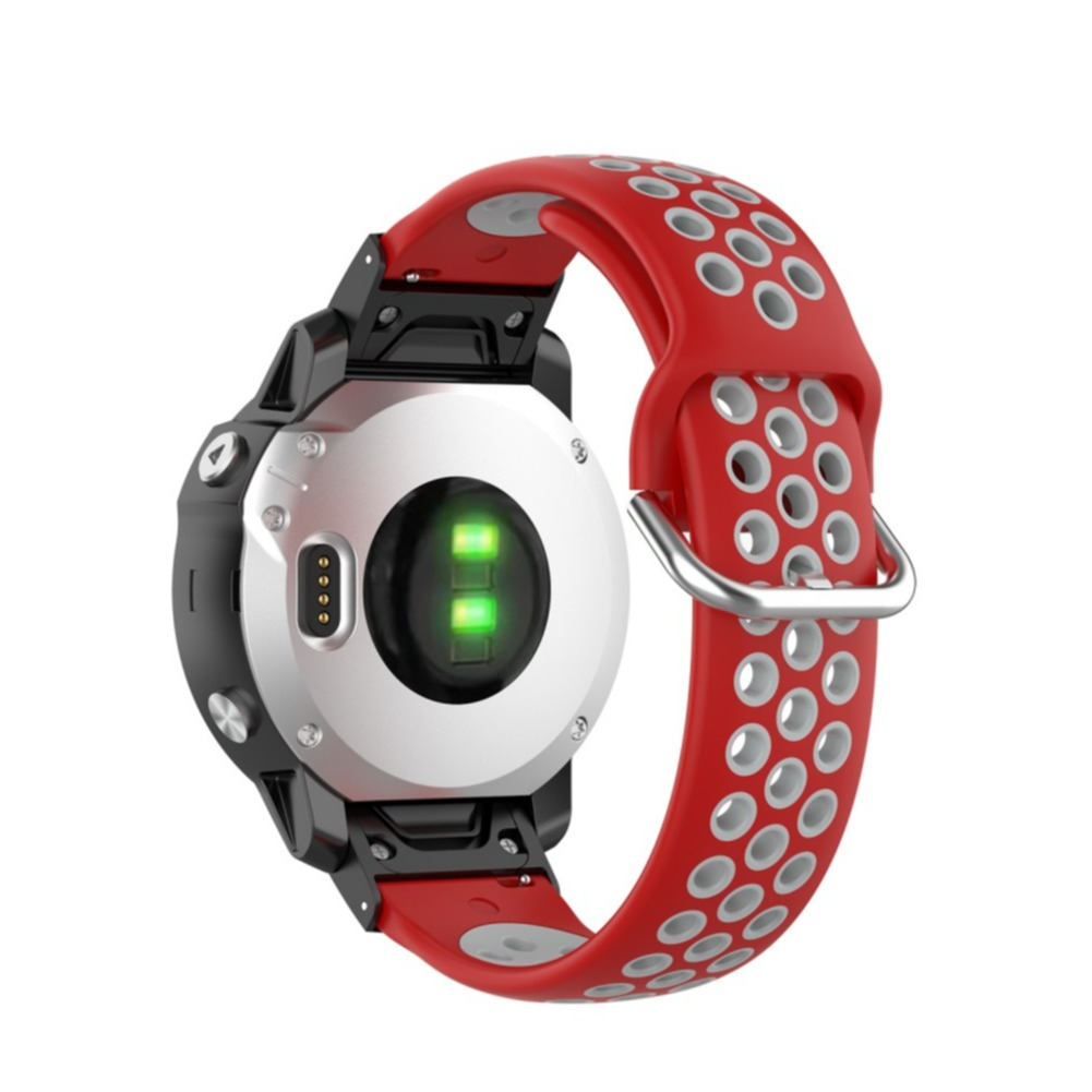 Image of Garmin Fenix 6S / 6S Pro / 5S / 5S Plus Ersatz Silikon Armband Dual Color (Gelenkumfang: 195-225mm) - Rot / Grau bei Apfelkiste.ch