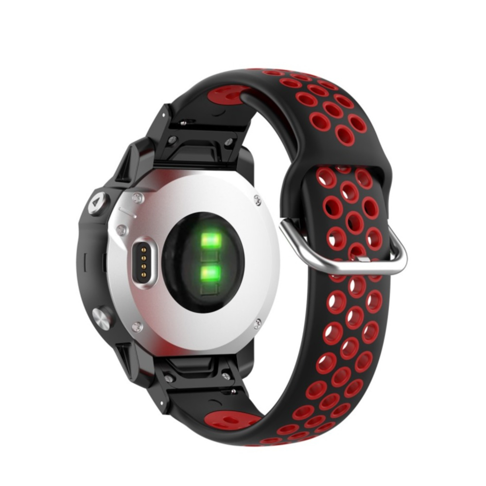 Image of Garmin Fenix 6S / 6S Pro / 5S / 5S Plus Ersatz Silikon Armband Dual Color (Gelenkumfang: 195-225mm) - Schwarz / Rot bei Apfelkiste.ch