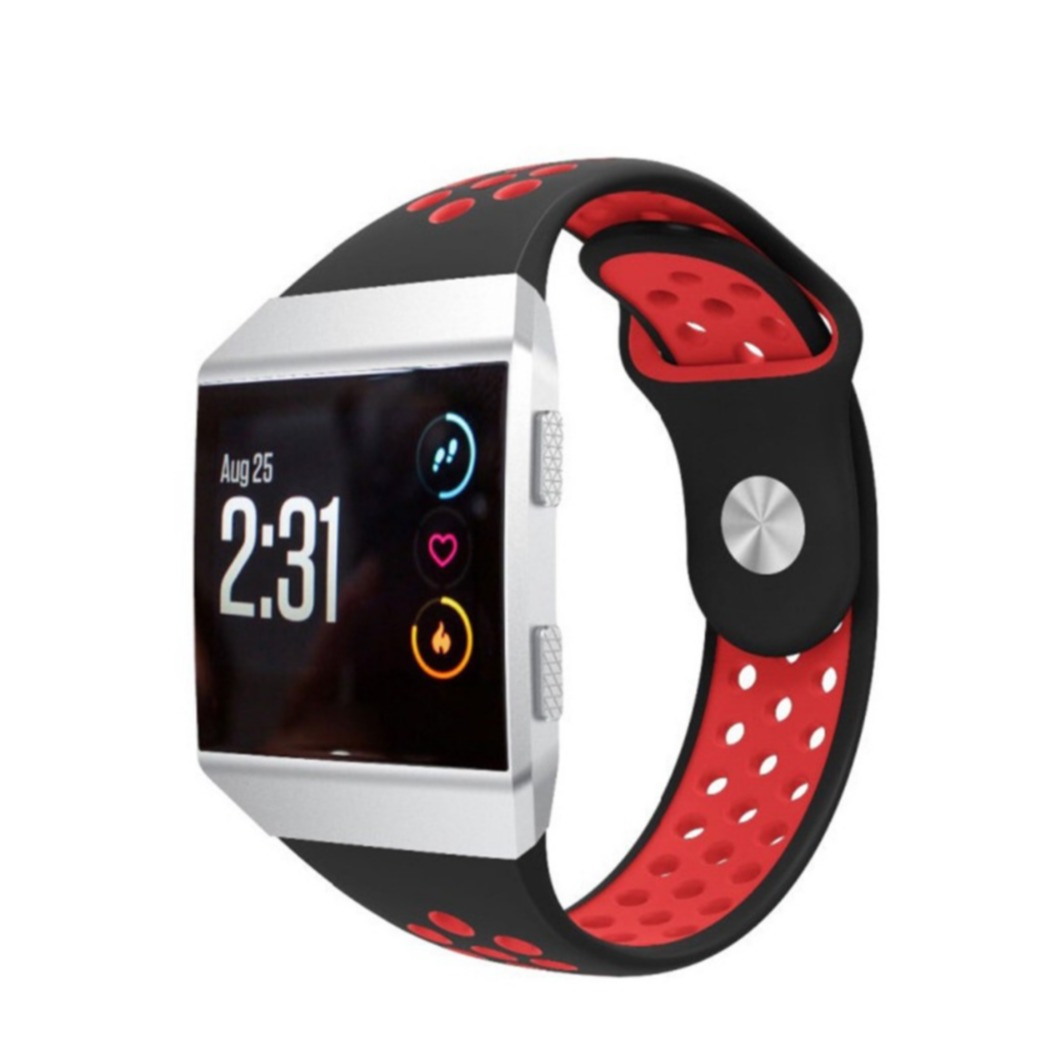 Image of Fitbit Ionic Silikon Sport Armband Dual Color (Gelenkumfang: 170-210mm) - Schwarz / Rot bei Apfelkiste.ch