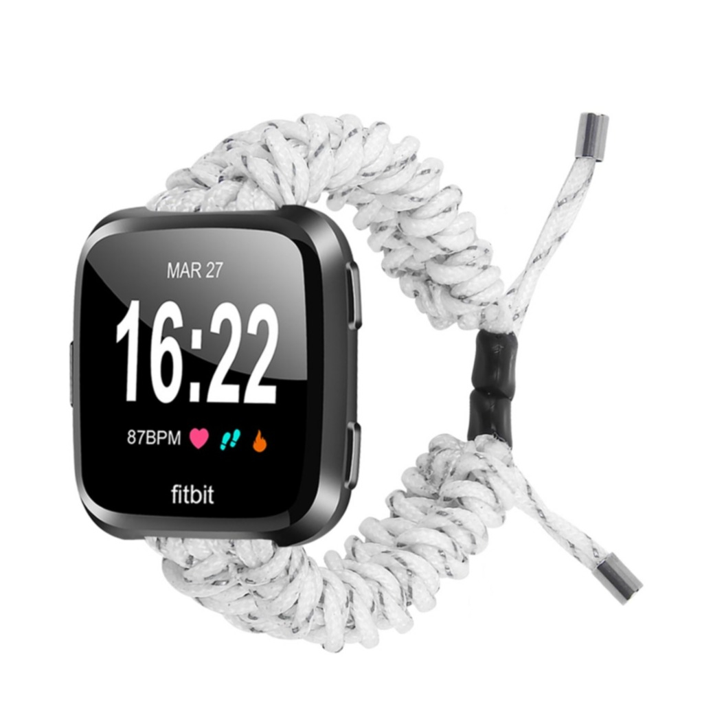 Image of (Gr. S) Fitbit Versa / Versa 2 / Versa Lite Geflochtenes Nylon Armband (Gelenkumfang 150 - 220mm) - Weiss bei Apfelkiste.ch