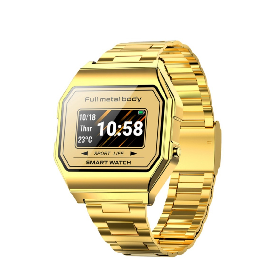 Image of Lemonda - Fitness Tracker Smart Watch Sport Herzfrequenzmessung / Schlafüberwachung und 0.96" Display (IP67) + Edelstahl Armband - Gold bei Apfelkiste.ch