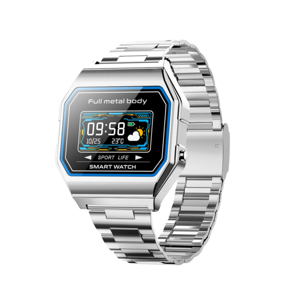 Image of Lemonda - Fitness Tracker Smart Watch Sport Herzfrequenzmessung / Schlafüberwachung und 0.96" Display (IP67) + Edelstahl Armband - Silber bei Apfelkiste.ch