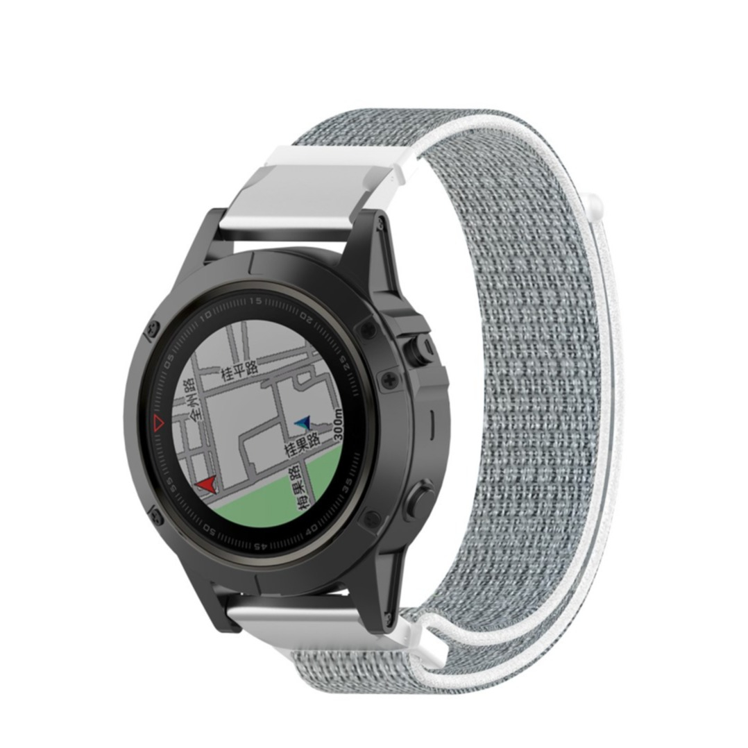 Image of Garmin Fenix 6X / 6X Pro / 5X / 5X Plus / 3 / 3 HR / 3 Sapphire Nylon Klettverschluss Ersatz Armband (Gelenkumfang: 190-245mm) - Grau / Weiss bei Apfelkiste.ch